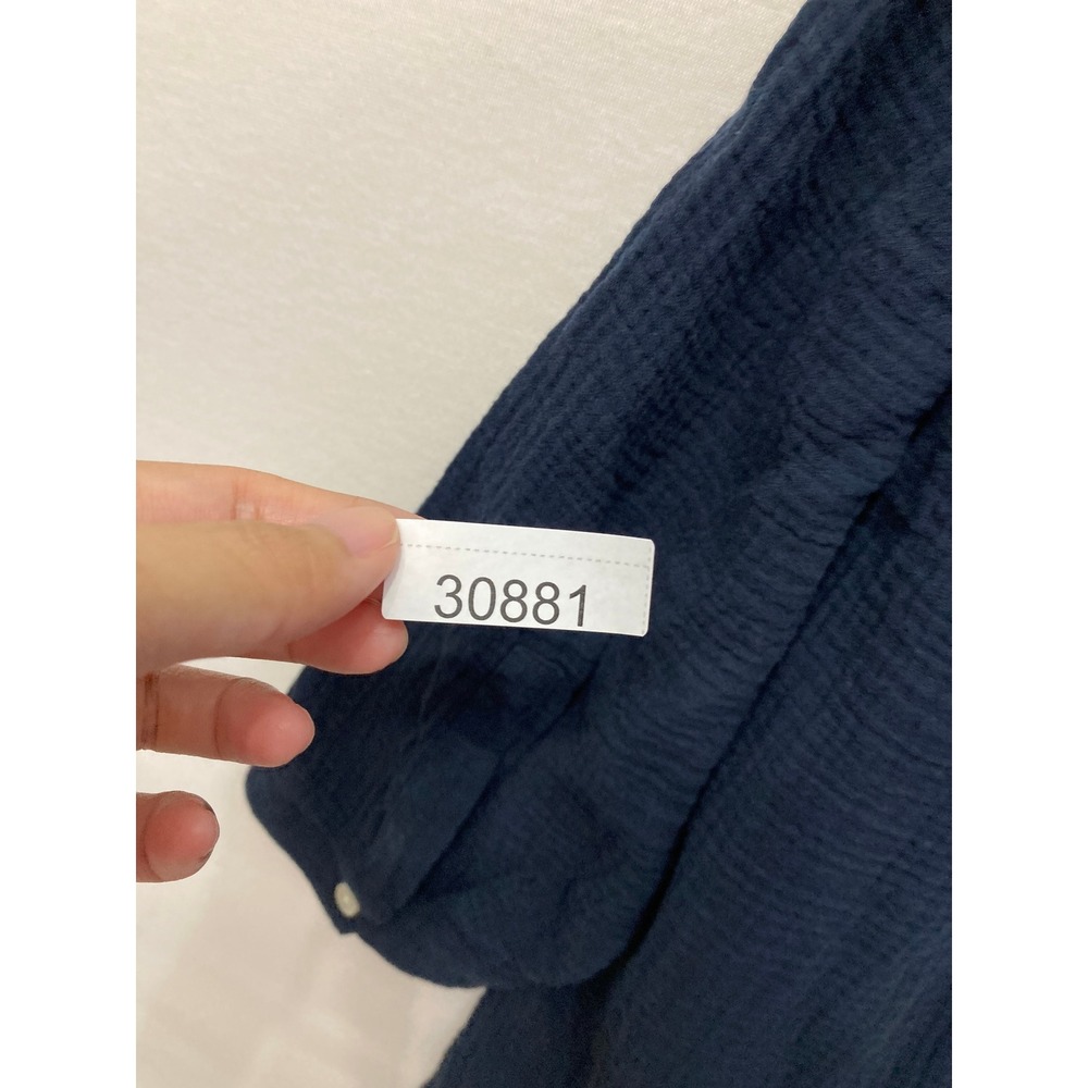 J. Jill Navy Button-Down Cotton Gauze Shirt - Picture 8 of 8
